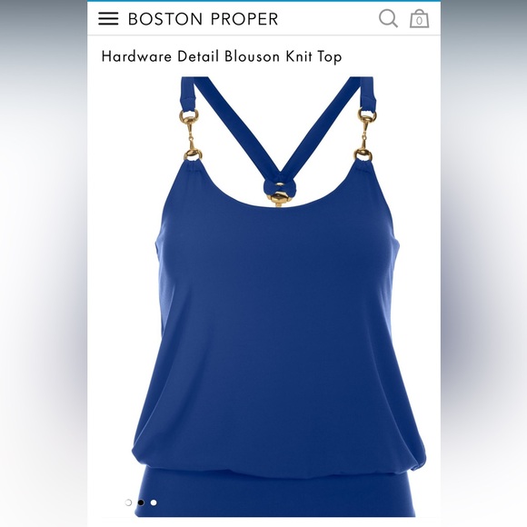 Boston Proper Hardware Detail Blouson Knit Top Deep Ocean Blue NEW Size Small - Picture 13 of 13